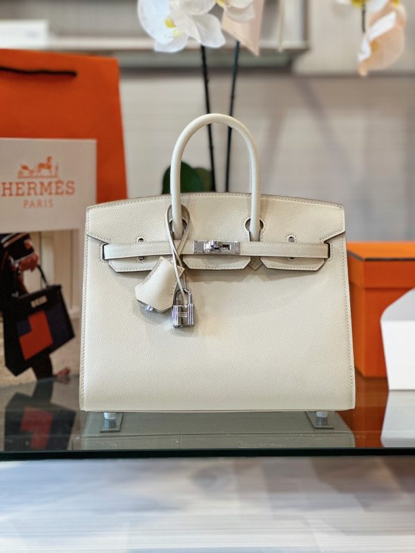 Hermes Birkin Epsom Women White Replica Handbags 25cm