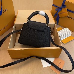 Louis Vuitton Capucines Mini Women Leather Black Fake Handbags 21cm