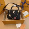 Louis Vuitton Capucines Mini Women Leather Black Fake Handbags 21cm