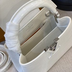 Louis Vuitton LV Capucines Mini Fake Handbags White Color 21cm