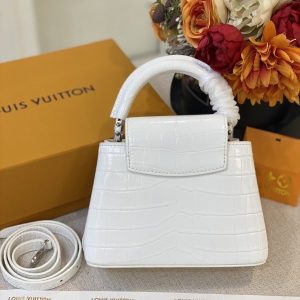 Louis Vuitton LV Capucines Mini Fake Handbags White Color 21cm