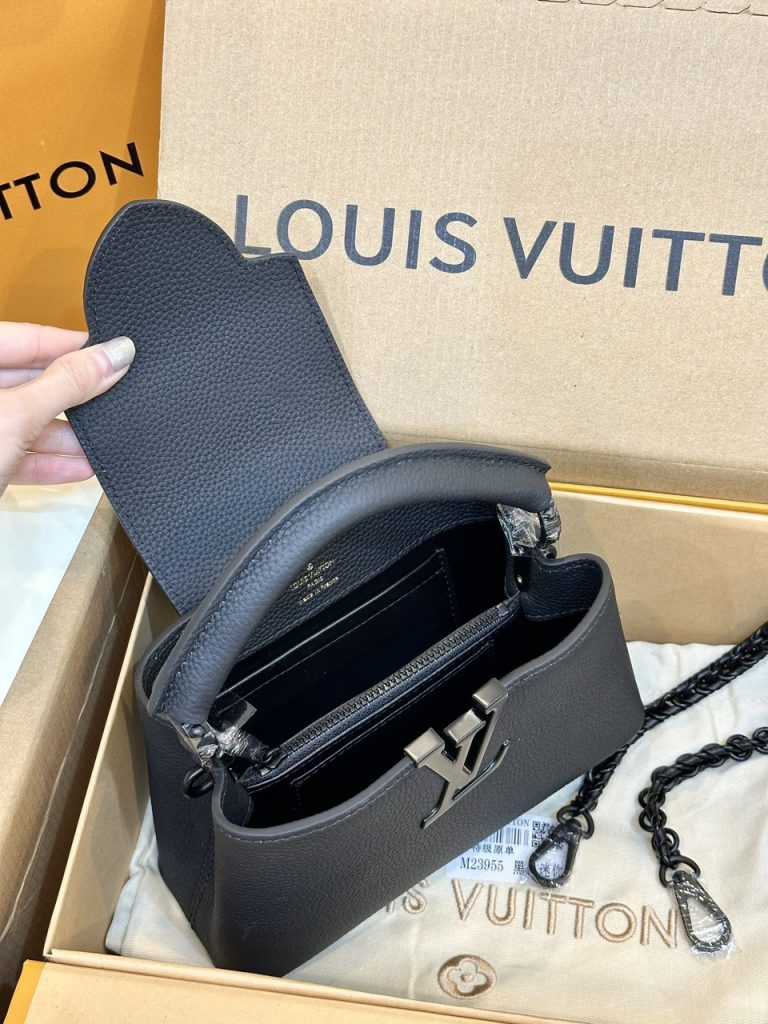 Louis Vuitton LV Capucines Mini Replica Handbags Leather Black 22cm