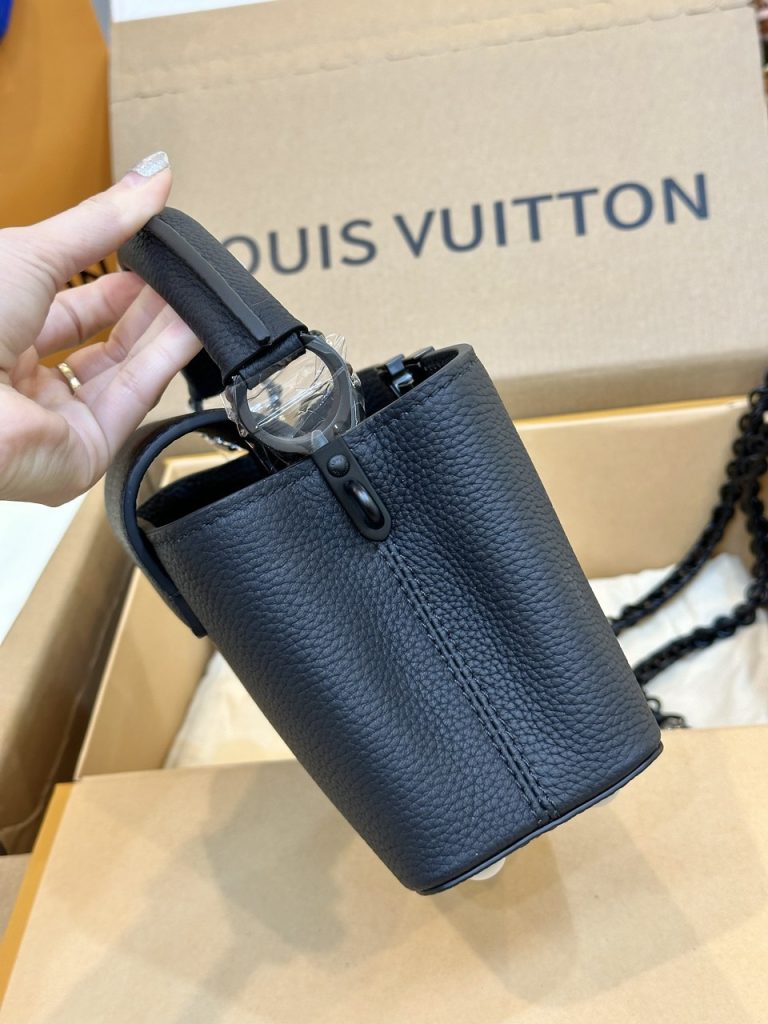 Louis Vuitton LV Capucines Mini Replica Handbags Leather Black 22cm