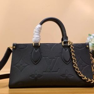 Louis Vuitton LV On The Go Mini Women Leather Black Replica Handbags 25cm