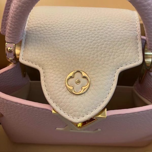 Louis Vuitton Women LV Capucines Mini Pink Color Replica Handbags 21cm