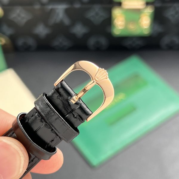 Rolex Cellini 50505 Replica Watch Black Dial Leather Strap 39mm (1)