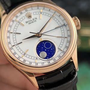 Rolex Cellini 50535 Replica Watch Everose Gold Leather Strap 39mm (1)