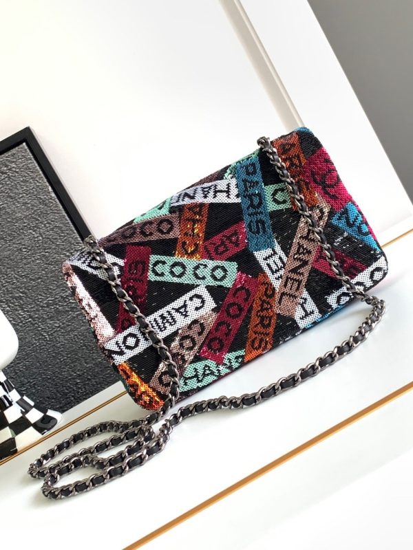 Chanel Mini CF Rainbow Sequin Women Replica Handbags 20cm