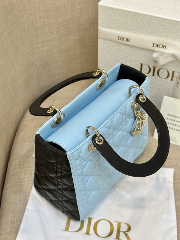 Dior Lady Medium Dior Women Replica Handbags Sky Blue Color 24cm