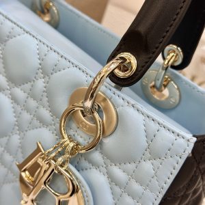 Dior Lady Medium Dior Women Replica Handbags Sky Blue Color 24cm