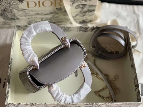 Dior Lady Mini Dior Women Gray Color Replica Handbags 18cm