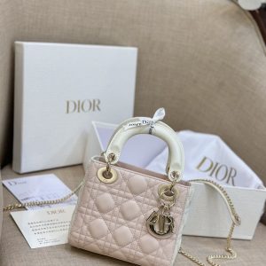 Dior Lady Mini Dior Women Pink Color Replica Handbags 18cm