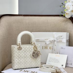Dior Lady Small Dior Women Lambskin With Stones Replica Handbags 20cm