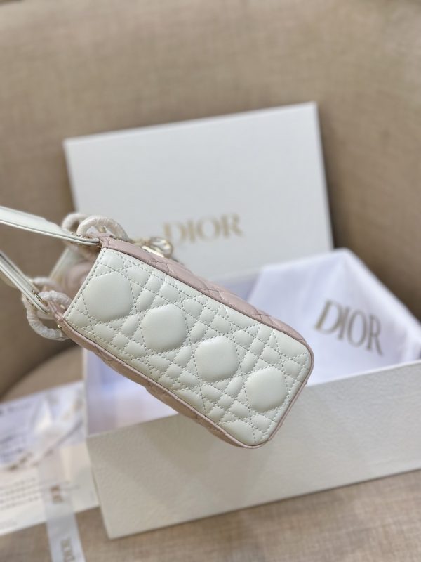Dior Lady Small Dior Women Two-Tone Pink And White Replica Handbags 20cm