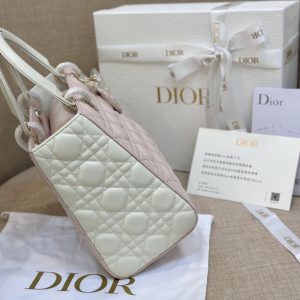 Dior Medium Lady Dior Women Pink Chalk Replica Handbags 24cm