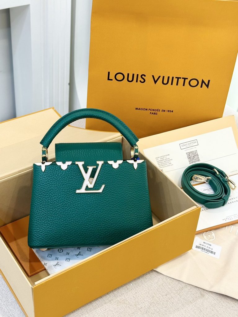 Louis Vuitton LV Capucines Mini Women Green Color Replica Handbags 21cm