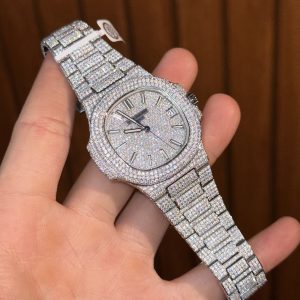 Patek Philippe Iced Out Nautilus 5719 Customs Moissanite Diamonds 40mm (2)