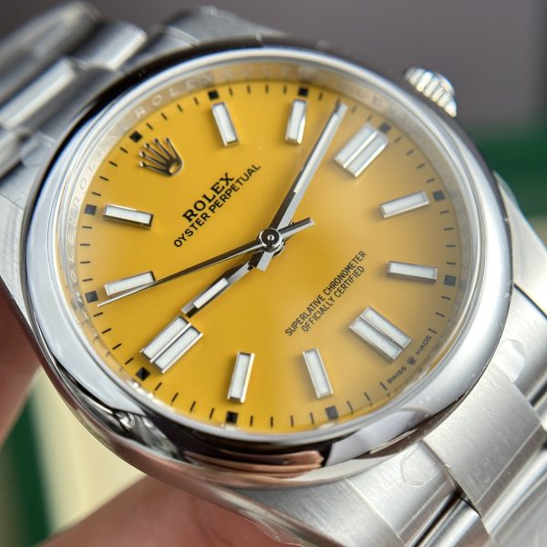 Rolex Oyster Perpetual 124300 Yellow Dial Replica Watches Clean Factory 41mm (1)