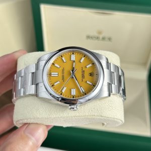 Rolex Oyster Perpetual 124300 Yellow Dial Replica Watches Clean Factory 41mm (1)
