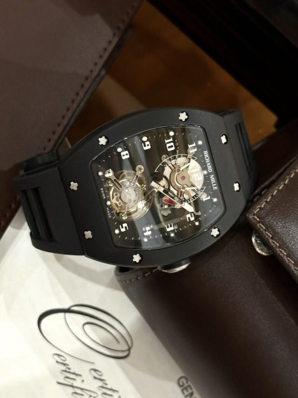 Replica Richard Mille Watch RM001 Tourbillon Black Ceramic 42mm (1)