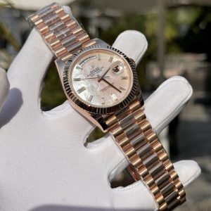 Replica Rolex Watch Day-Date Mother Of Pearl & Moissanite Diamonds Gold Wrapped 40mm (8)