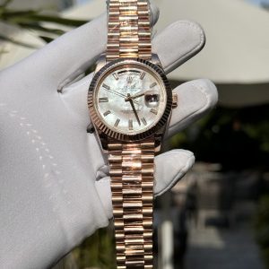 Replica Rolex Watch Day-Date Mother Of Pearl & Moissanite Diamonds Gold Wrapped 40mm (8)