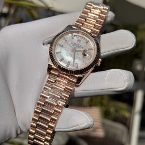 Replica Rolex Watch Day-Date Mother Of Pearl & Moissanite Diamonds Gold Wrapped 40mm (8)