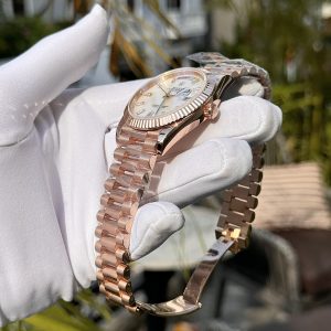 Replica Rolex Watch Day-Date Mother Of Pearl & Moissanite Diamonds Gold Wrapped 40mm (8)