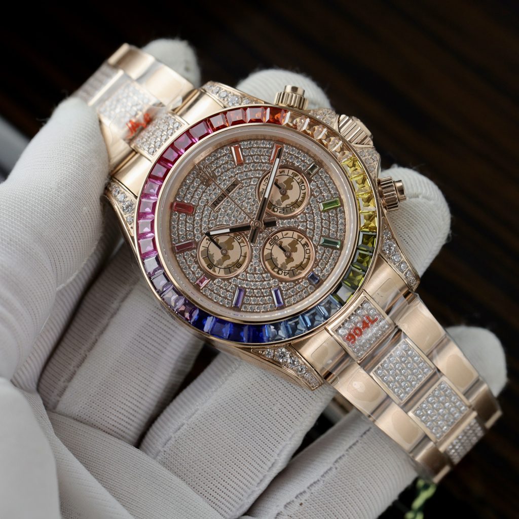 Replica Rolex Watch Daytona Rainbow High Quality Full CZ Men's (10)