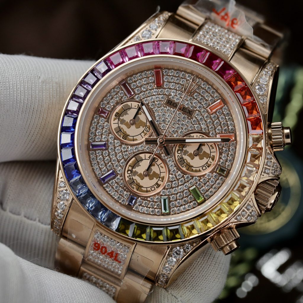 Replica Rolex Watch Daytona Rainbow High Quality Full CZ Men's (10)