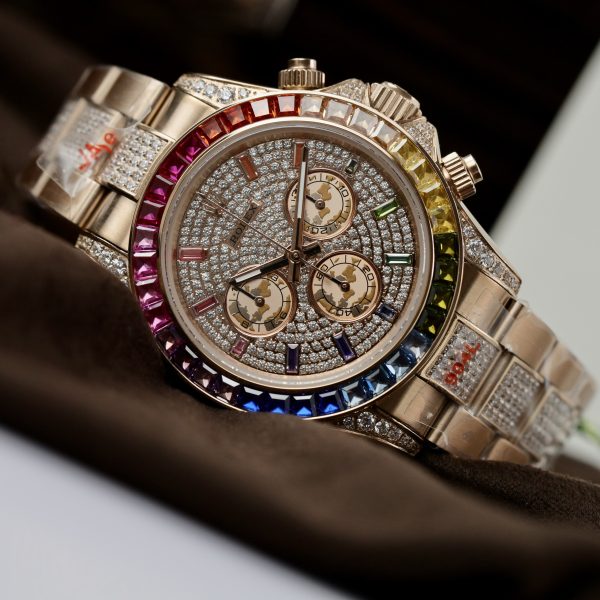 Replica Rolex Watch Daytona Rainbow High Quality Full CZ Men's (10)