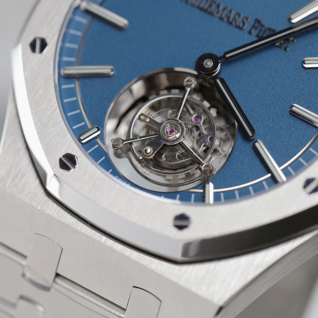 Đồng Hồ Audemars Piguet Chế Tác Royal Oak Self Winding Flying Tourbillon 41mm 26730TI Mặt Số Xanh Dương 41mm