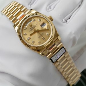 Đồng Hồ Rolex Chế Tác Day-Date M128238 Màu Vàng Trọng Lượng 159 Gram Xưởng QF 36mm