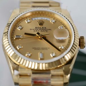 Đồng Hồ Rolex Chế Tác Day-Date M128238 Màu Vàng Trọng Lượng 159 Gram Xưởng QF 36mm