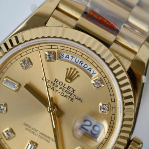Đồng Hồ Rolex Chế Tác Day-Date M128238 Màu Vàng Trọng Lượng 159 Gram Xưởng QF 36mm
