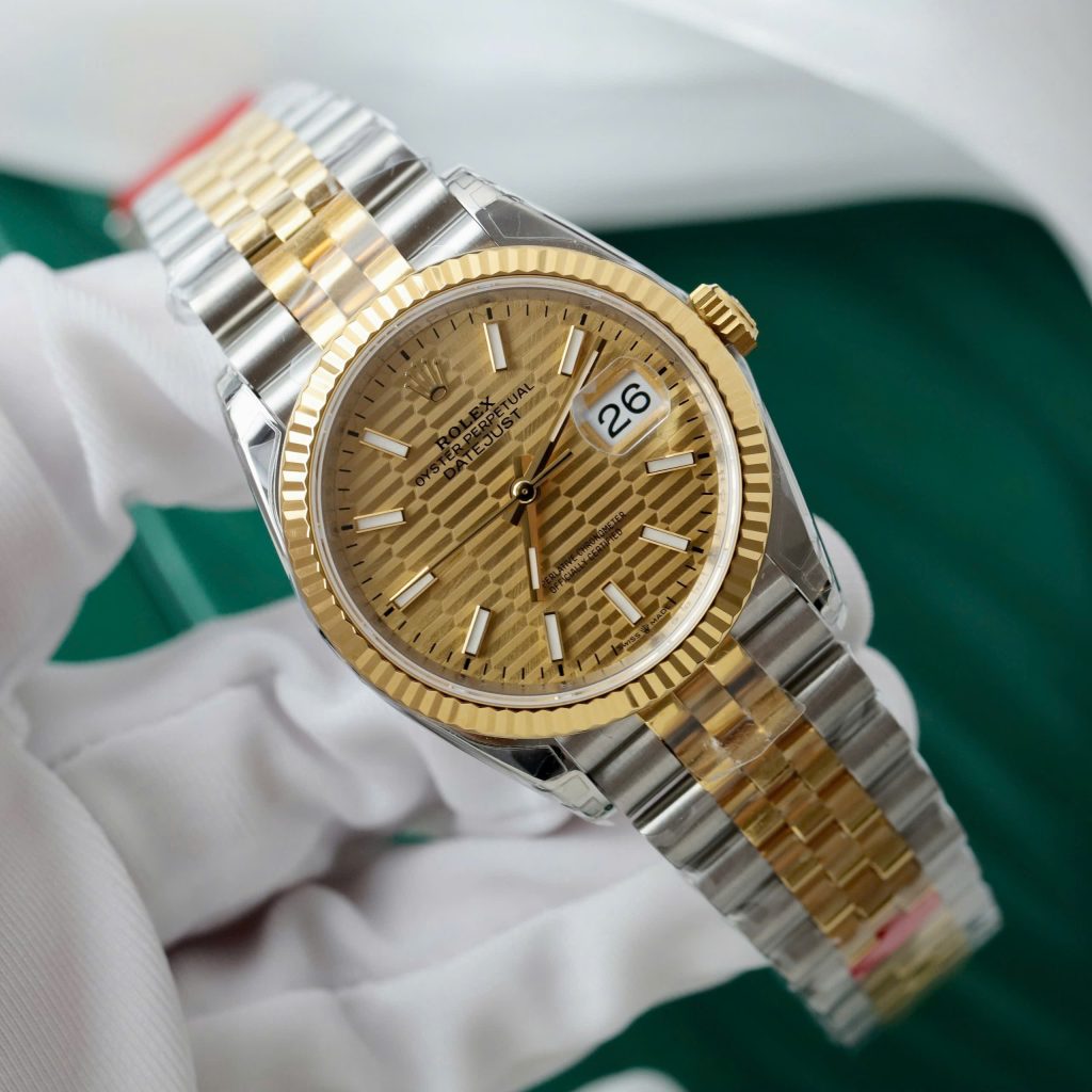 Đồng hồ Rolex Datejust 126231 Demi Vàng Mặt Xếp Gạch Replica 11 Nhà Máy VSF 36mm