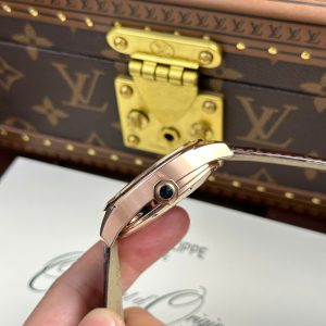 Đồng Hồ Cartier Drive Tourbillon Replica 11 Mặt Số Vân Guiloche Dây Da Nâu 41mm