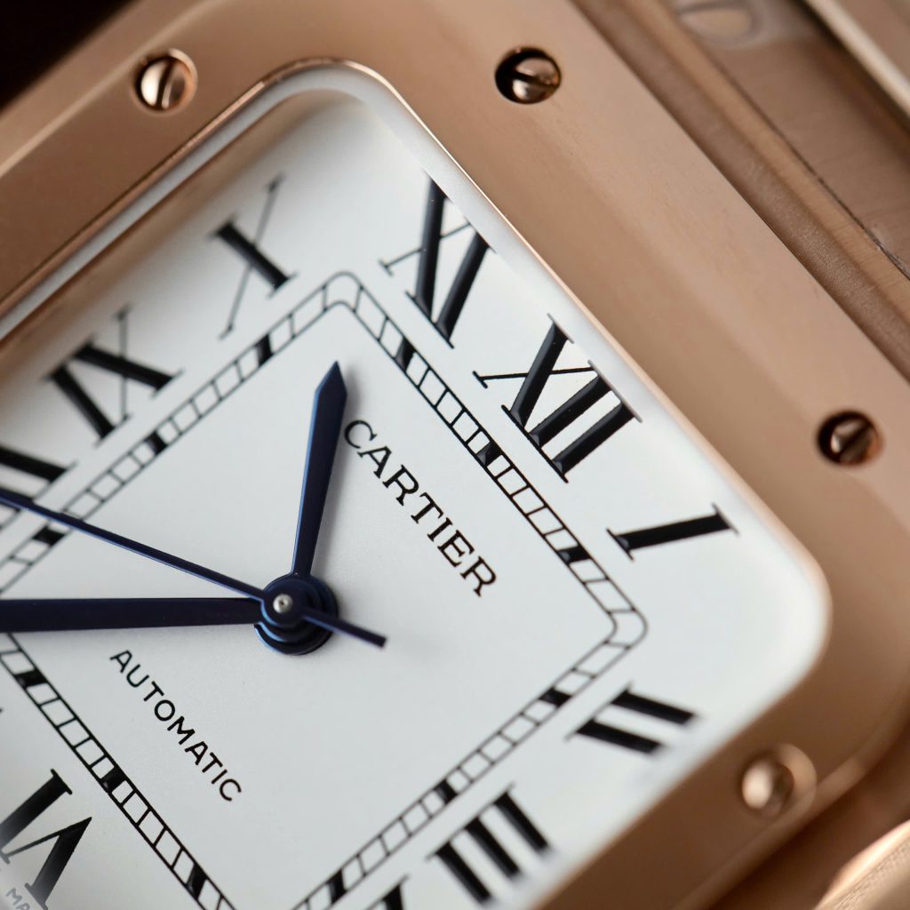 Đồng Hồ Cartier Santos Rep11 Nữ Mạ Vàng Hồng Mặt Trắng Nhà Máy BV 35.5mm