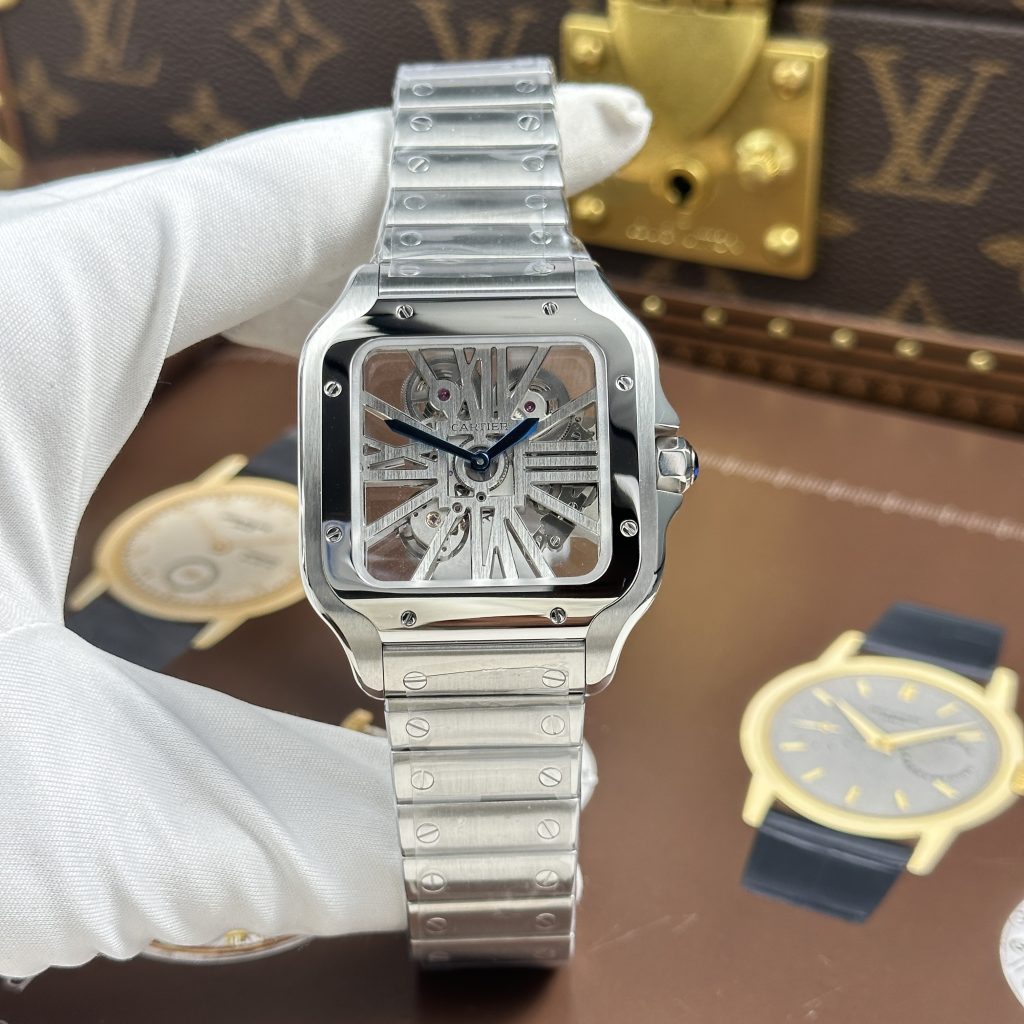 Đồng Hồ Cartier Santos de Cartier Chế Tác Lộ Cơ Skeleton Nhà Máy MLF 39.8mm