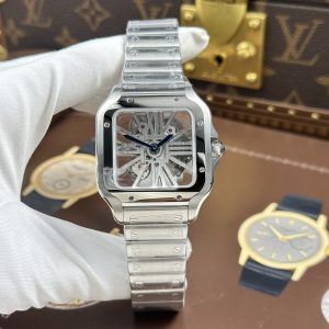 Đồng Hồ Cartier Santos de Cartier Chế Tác Lộ Cơ Skeleton Nhà Máy MLF 39.8mm