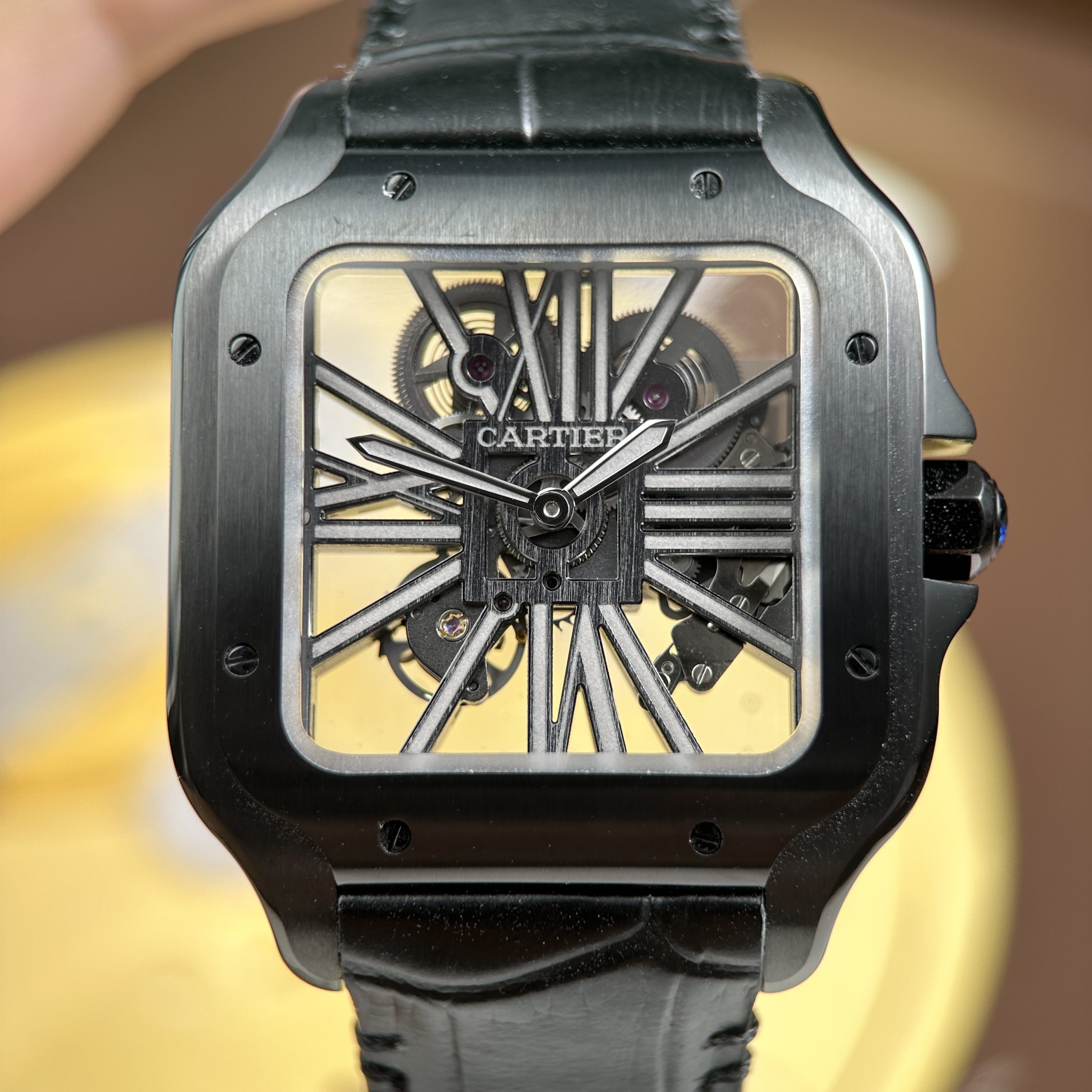 Đồng Hồ Cartier Santos de Cartier Rep Cao Cấp Skeleton Dây Da Đen Nhà Máy MLF 39 (3) Đồng Hồ Cartier Santos de Cartier Rep Cao Cấp Skeleton Dây Da Đen Nhà Máy MLF 39.8mm