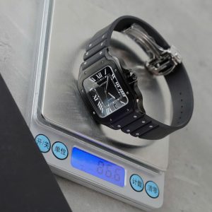 Đồng Hồ Cartier Santos de Cartier Replica 11 Dây Cao Su Đen Nhà Máy BV 39.8mm