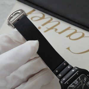 Đồng Hồ Cartier Santos de Cartier Replica 11 Dây Cao Su Đen Nhà Máy BV 39.8mm