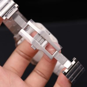 Đồng Hồ Catier Santos Chế Tác Kim Cương Moissanite Mặt Trắng Dây Kim Loại 39.8mm