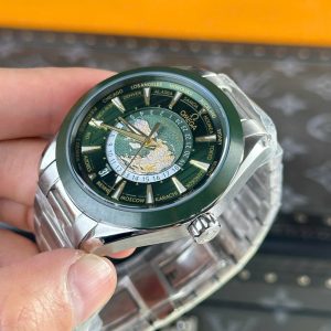 Đồng Hồ Omega Seamaster Aqua Terra Worldtimer Replica 11 Màu Xanh Lá Dây Kim Loại 43mm