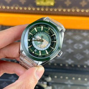 Đồng Hồ Omega Seamaster Aqua Terra Worldtimer Replica 11 Màu Xanh Lá Dây Kim Loại 43mm