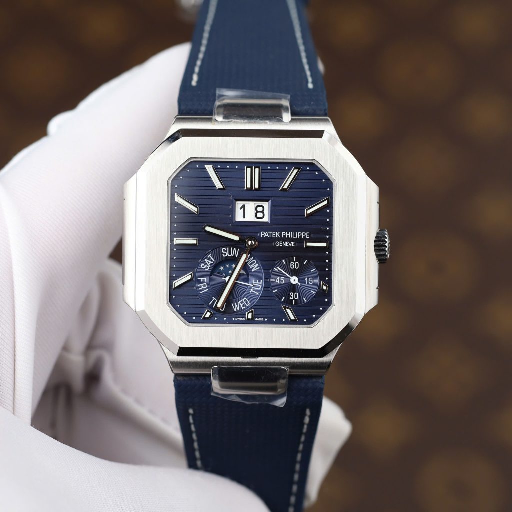 Đồng Hồ Patek Philippe Cubitus 5822P Replica 11 Mặt Xanh Dương Dây Vải Nato 45mm