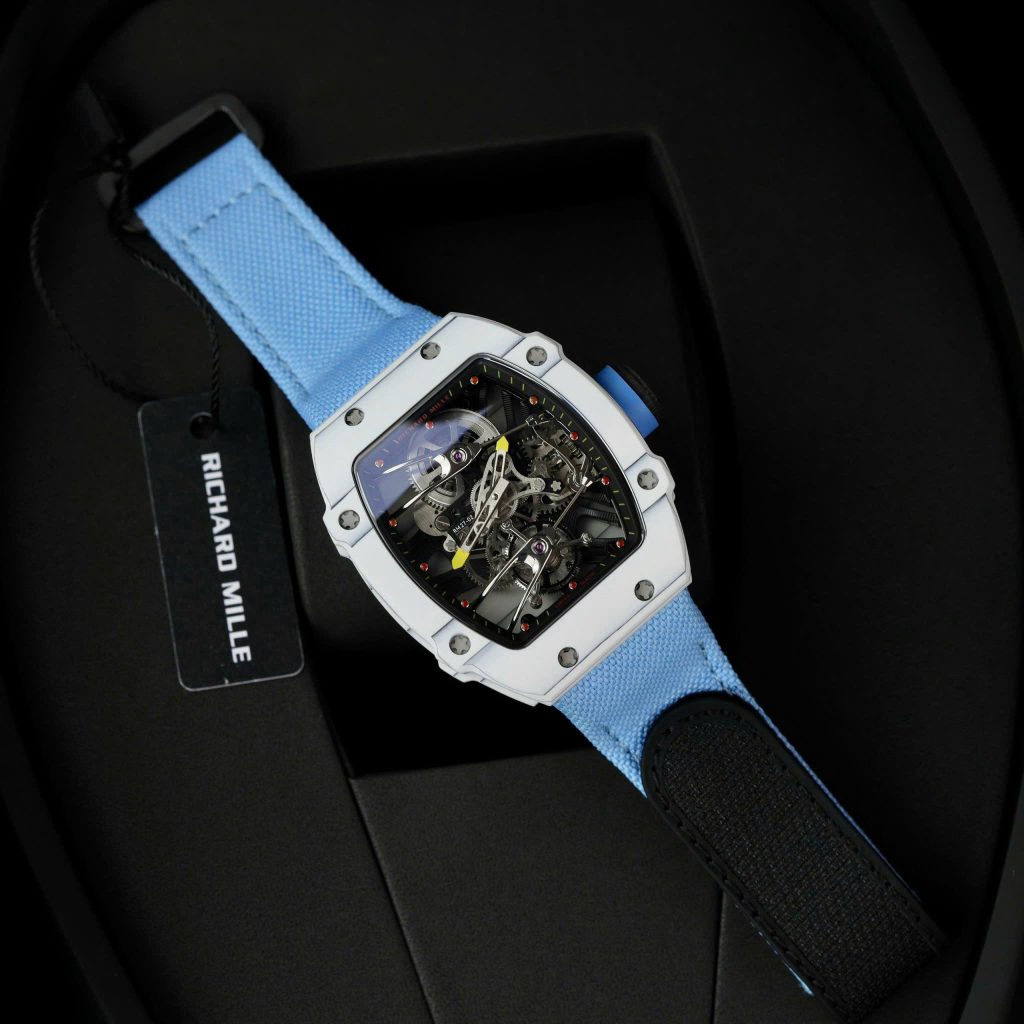 Đồng Hồ Richard Mille 27-02 Replica 11 Rafael Nadal Tourbillon Dây Vải Nato Xanh 42mm