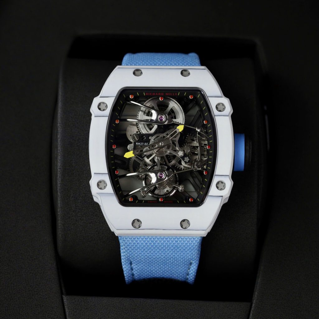 Đồng Hồ Richard Mille 27-02 Replica 11 Rafael Nadal Tourbillon Dây Vải Nato Xanh 42mm