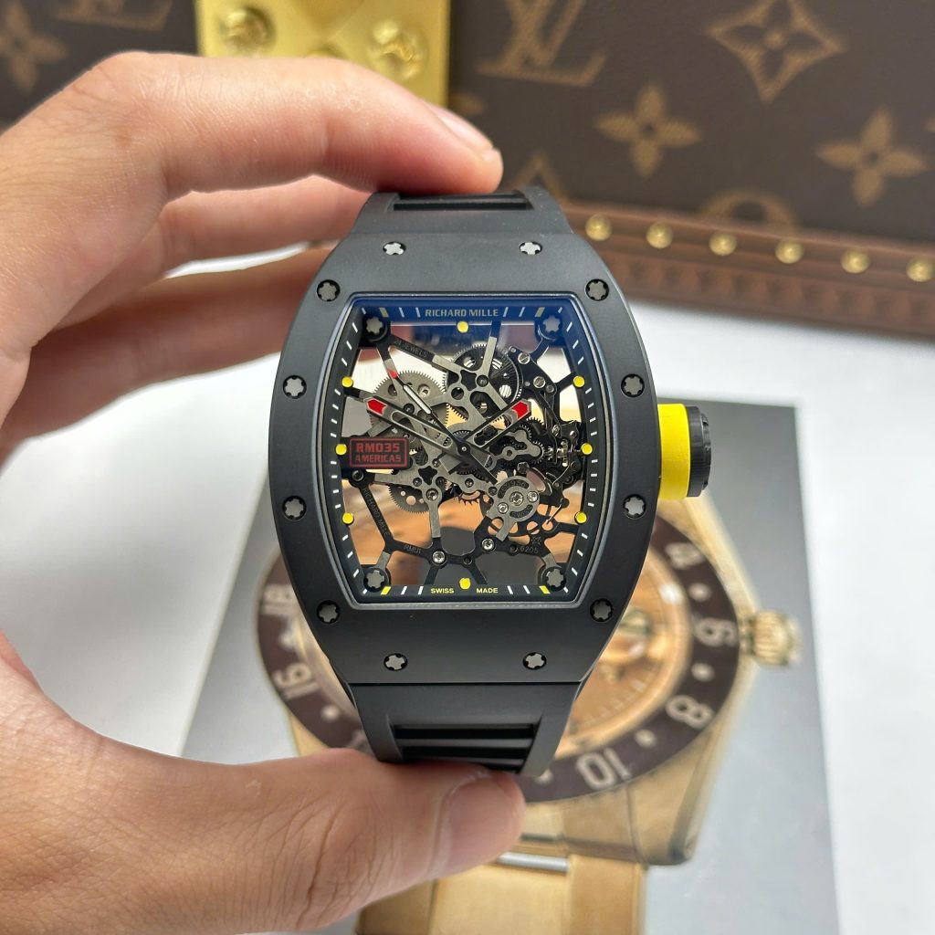 Đồng Hồ Richard Mille RM035 Americas Toro Chế Tác Vỏ Gốm Đen Dây Cao Su Nhà Máy ZF 40mm